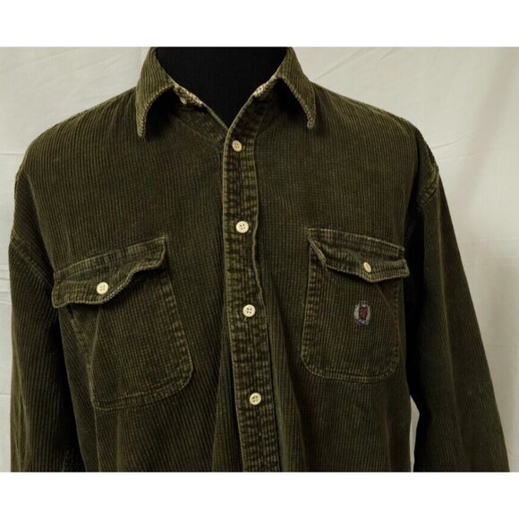 Vintage Siegfried Mens Large Green Corduroy Button Up Heavyweight Shirt Jacket - Picture 2 of 12